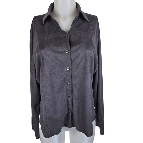 J.Jill Gray Super Soft Button Closure Long Sleeve Business Casual Blouse 16 - Picture 1 of 5